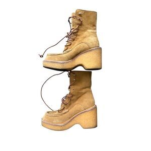 Rag & Bone Womens Bourbon Suede Scout Moc Toe Wedge Platform Booties Size 36.5